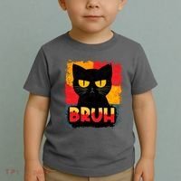 Funny Bruh Grumpy Black Cat Toddler T-Shirt thumb 2