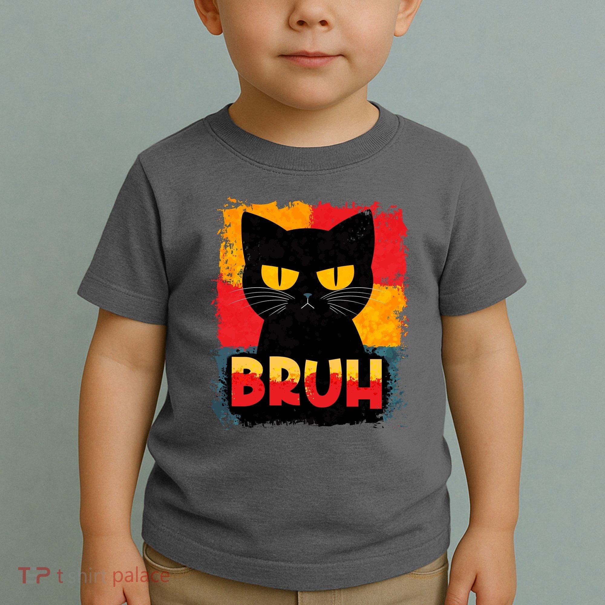 Funny Bruh Grumpy Black Cat Toddler T-Shirt