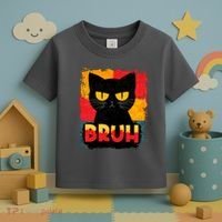 Funny Bruh Grumpy Black Cat Toddler T-Shirt thumb 3