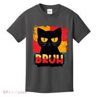 Funny Bruh Grumpy Black Cat Kids T-Shirt thumb 0