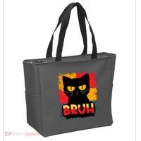 Funny Bruh Grumpy Black Cat Tote Bag thumb 2