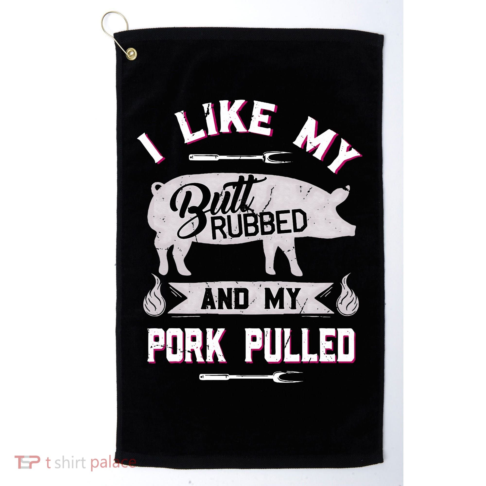 Funny BBQ Grilling Quote Pig Pulled Pork Golf Towel