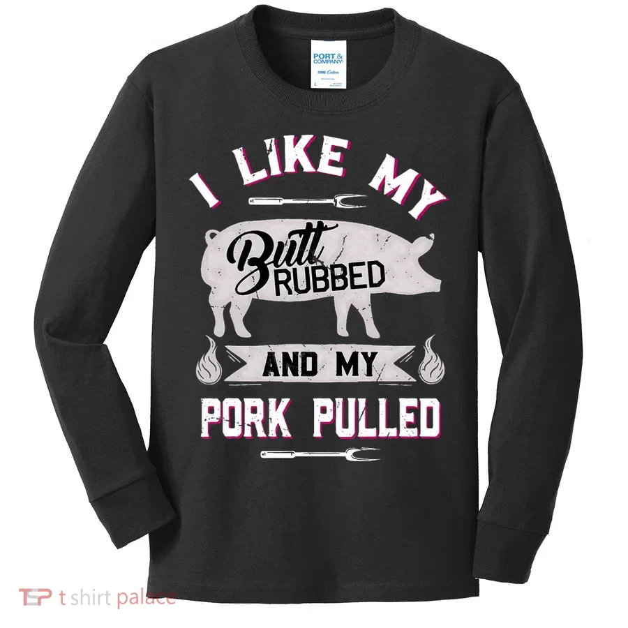 Funny BBQ Grilling Quote Pig Pulled Pork Kids Long Sleeve Shirt