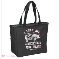 Funny BBQ Grilling Quote Pig Pulled Pork Tote Bag thumb 2