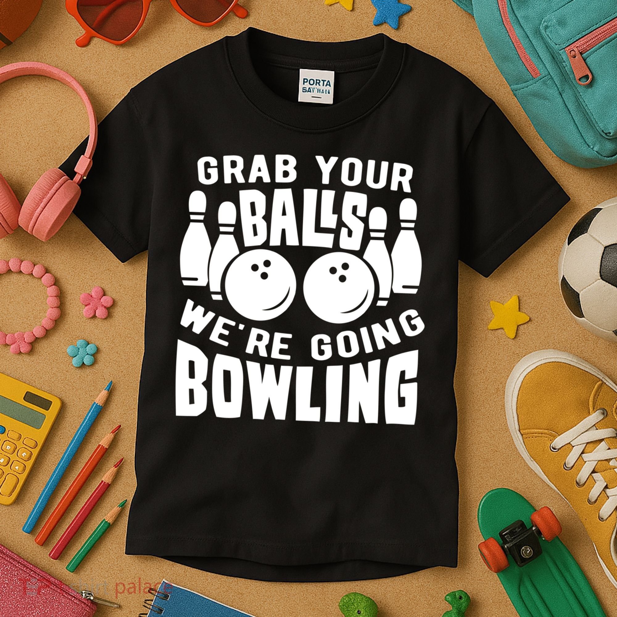 Funny Bowler Grab Your Balls We're Going Bowling Gift Kids T-Shirt