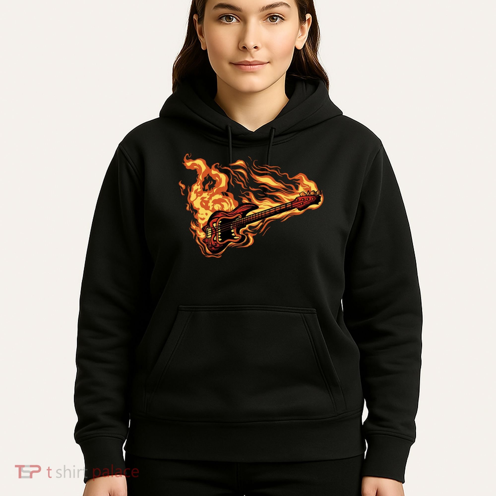 Fire Bass Guitar Rock Musician Hoodie