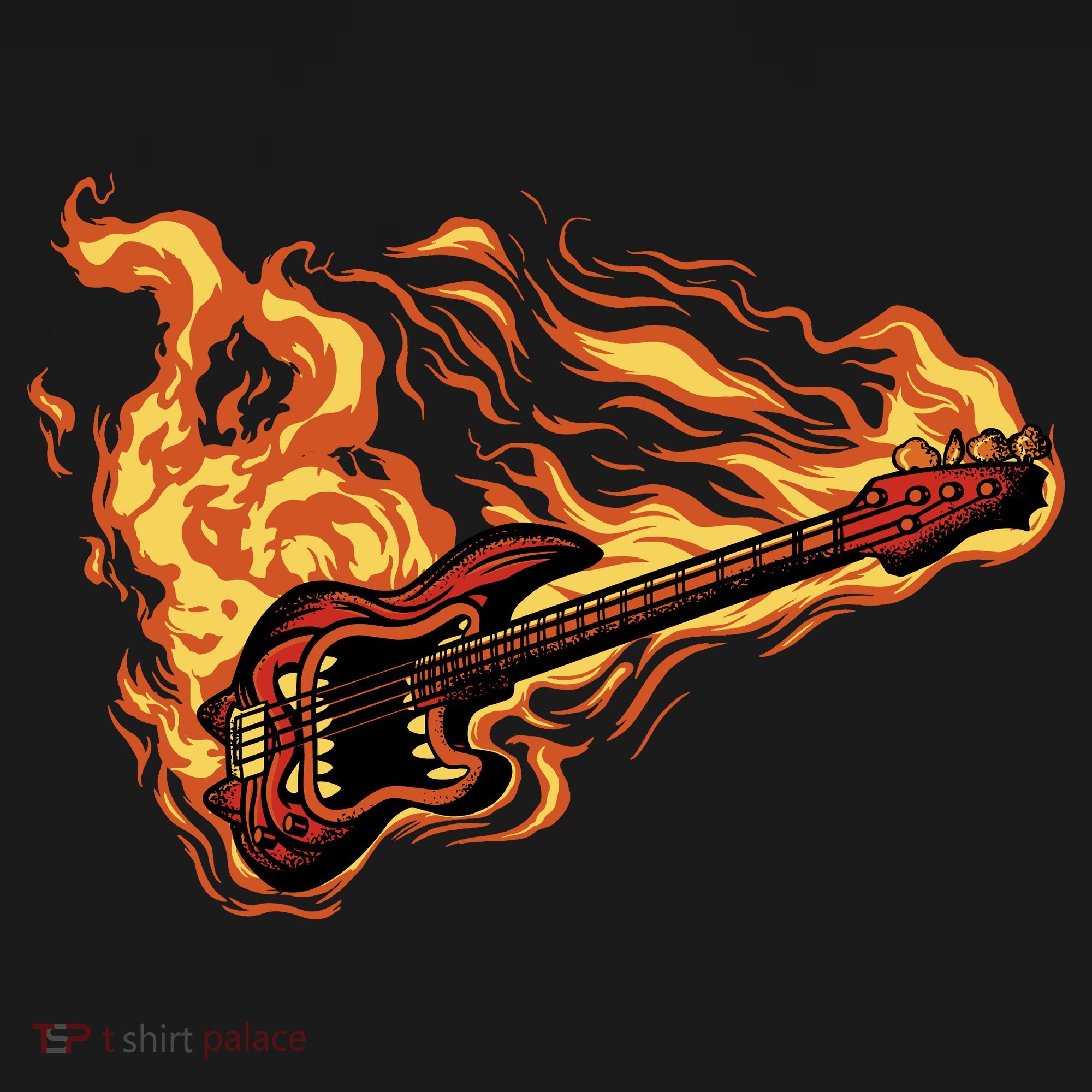 Fire Bass Guitar Rock Musician Apron