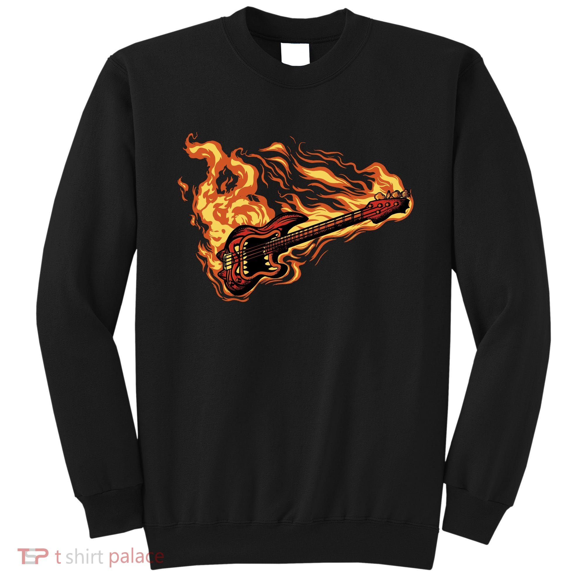 Fire Bass Guitar Rock Musician Sweatshirt