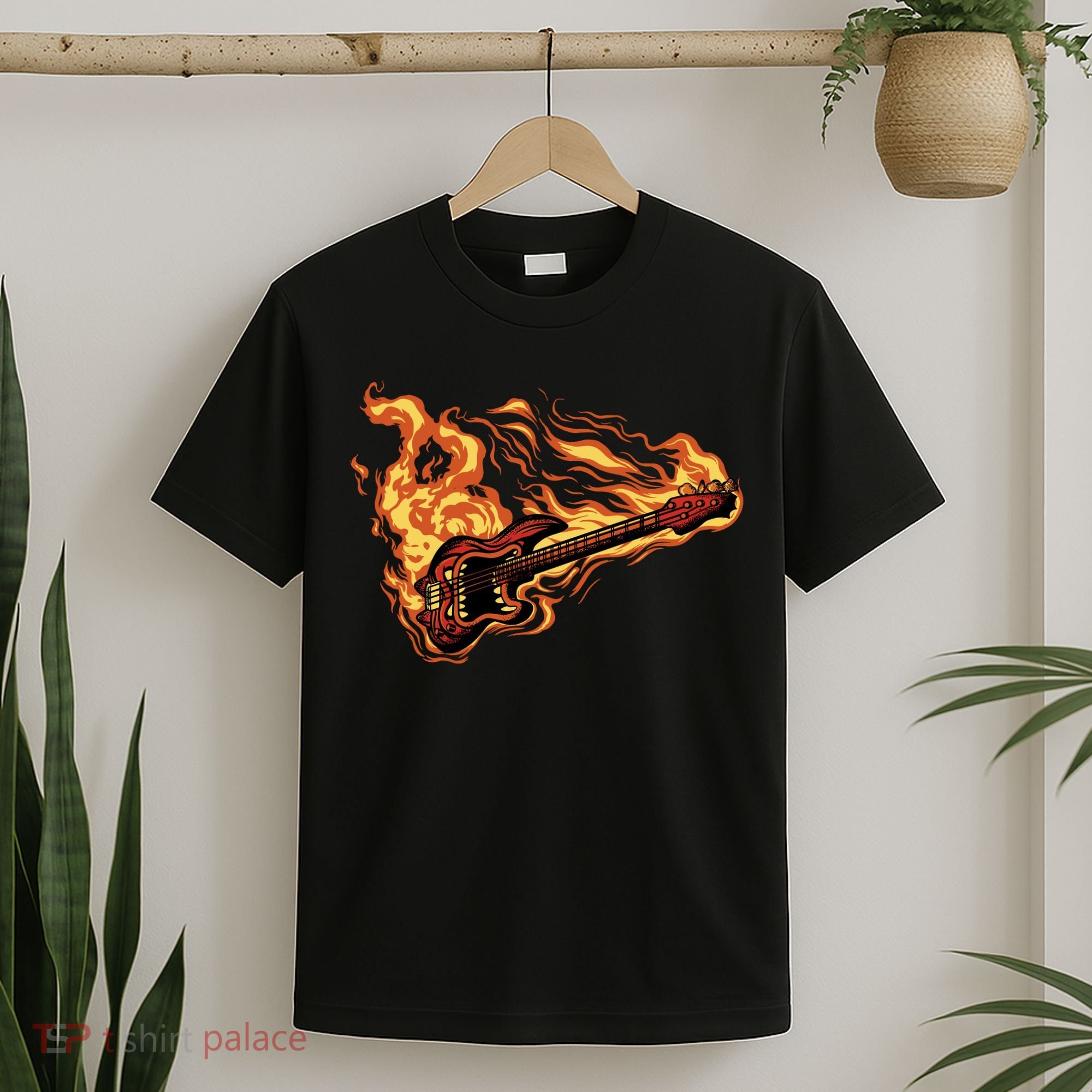 Fire Bass Guitar Rock Musician T-Shirt
