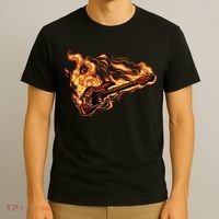 Fire Bass Guitar Rock Musician T-Shirt thumb 3