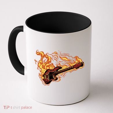 Fire Bass Guitar Rock Musician Coffee Mug
