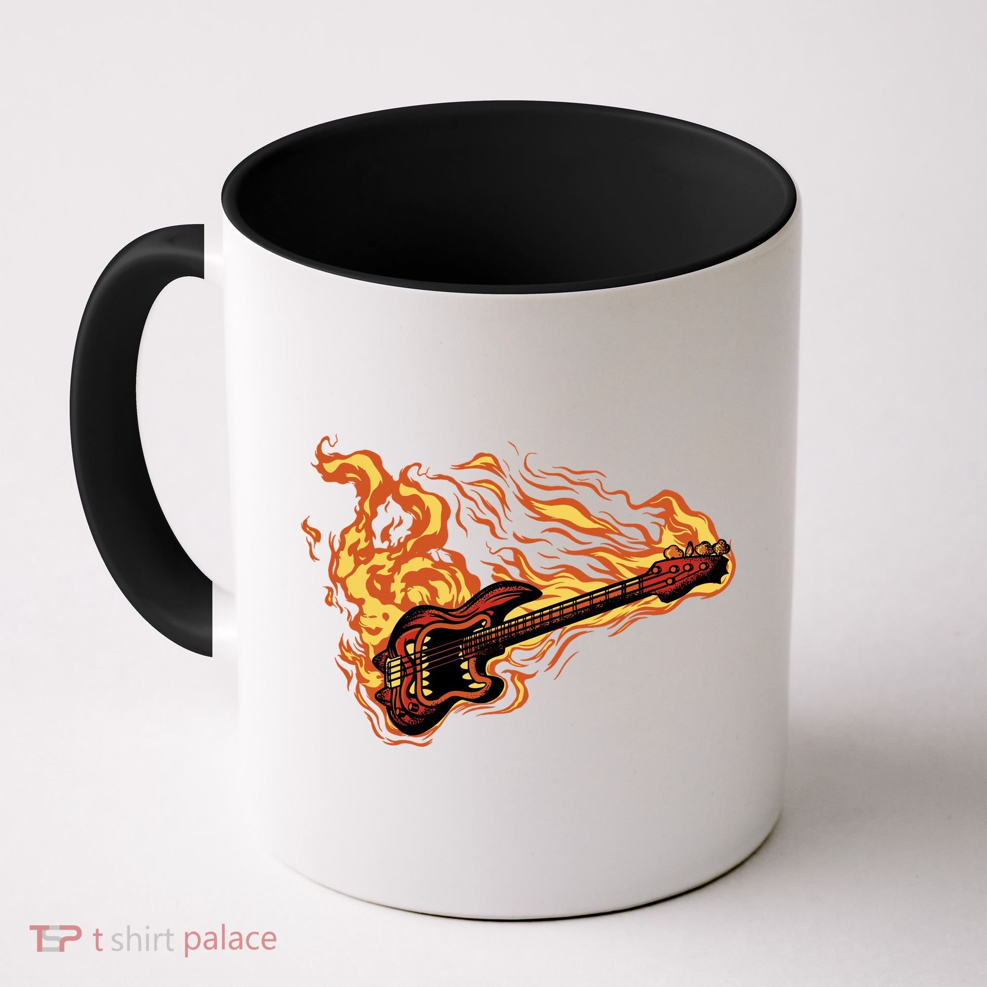 Fire Bass Guitar Rock Musician Coffee Mug