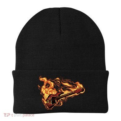 Fire Bass Guitar Rock Musician Beanie