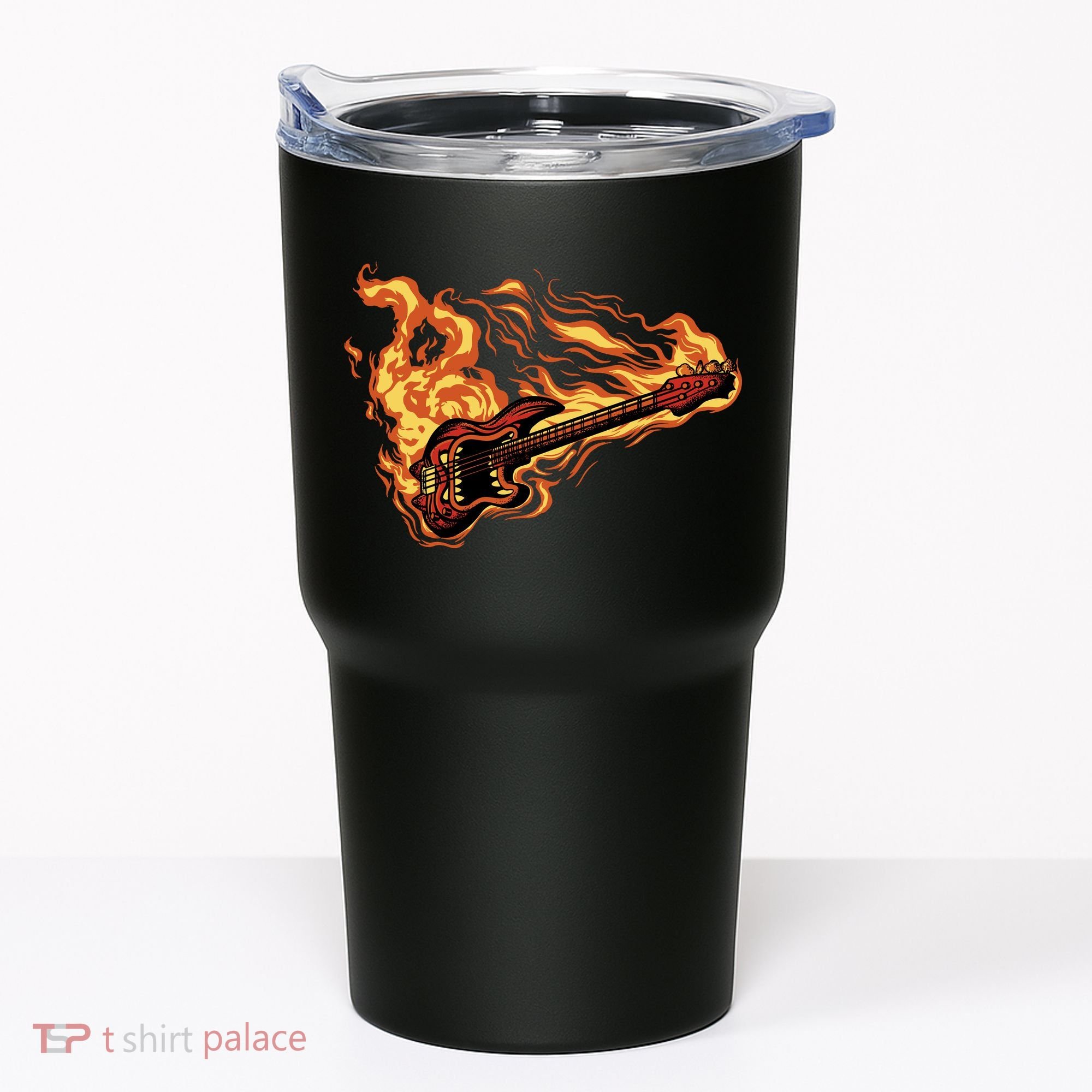 Fire Bass Guitar Rock Musician Tumbler