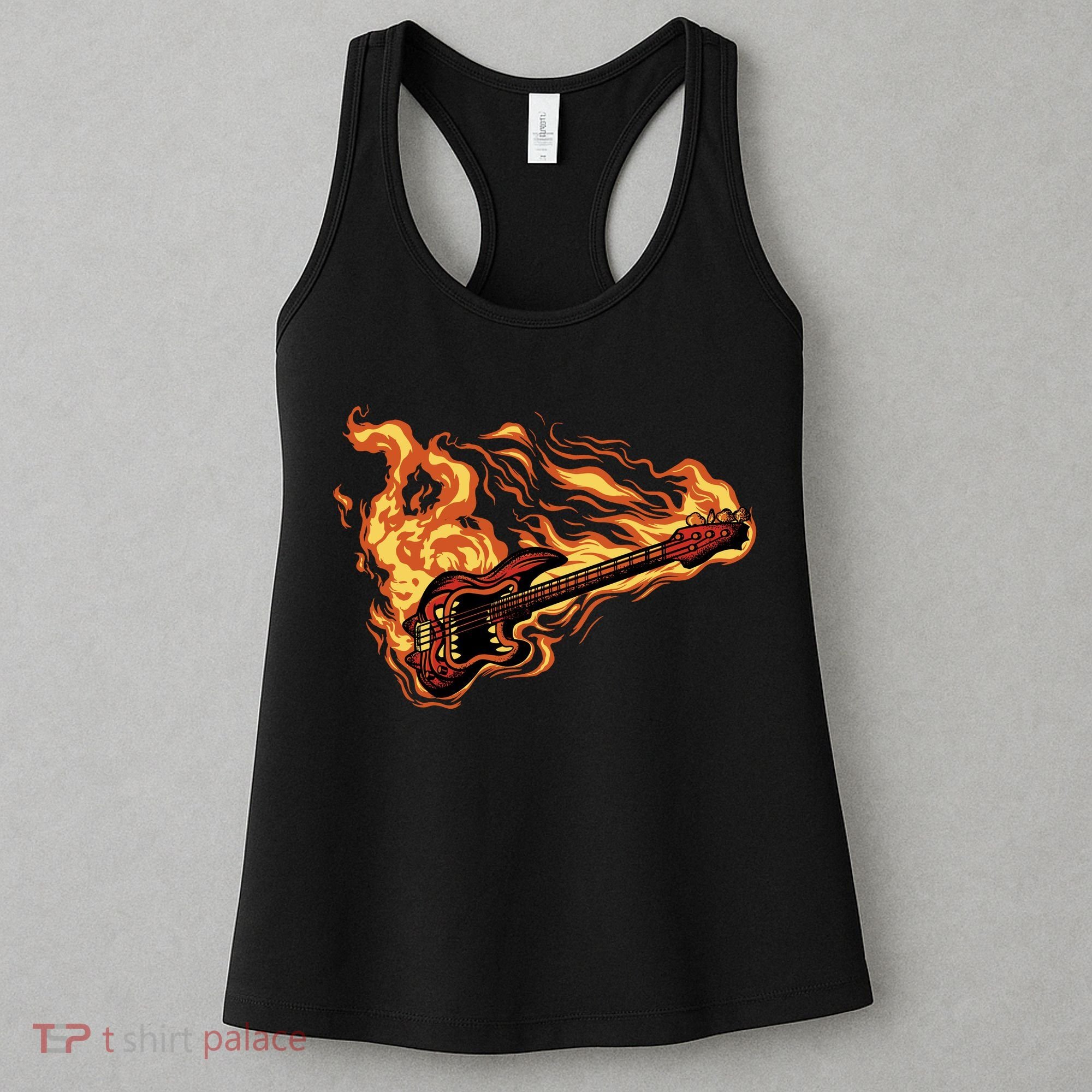 Fire Bass Guitar Rock Musician Women's Tank Top