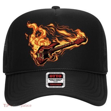 Fire Bass Guitar Rock Musician Hat
