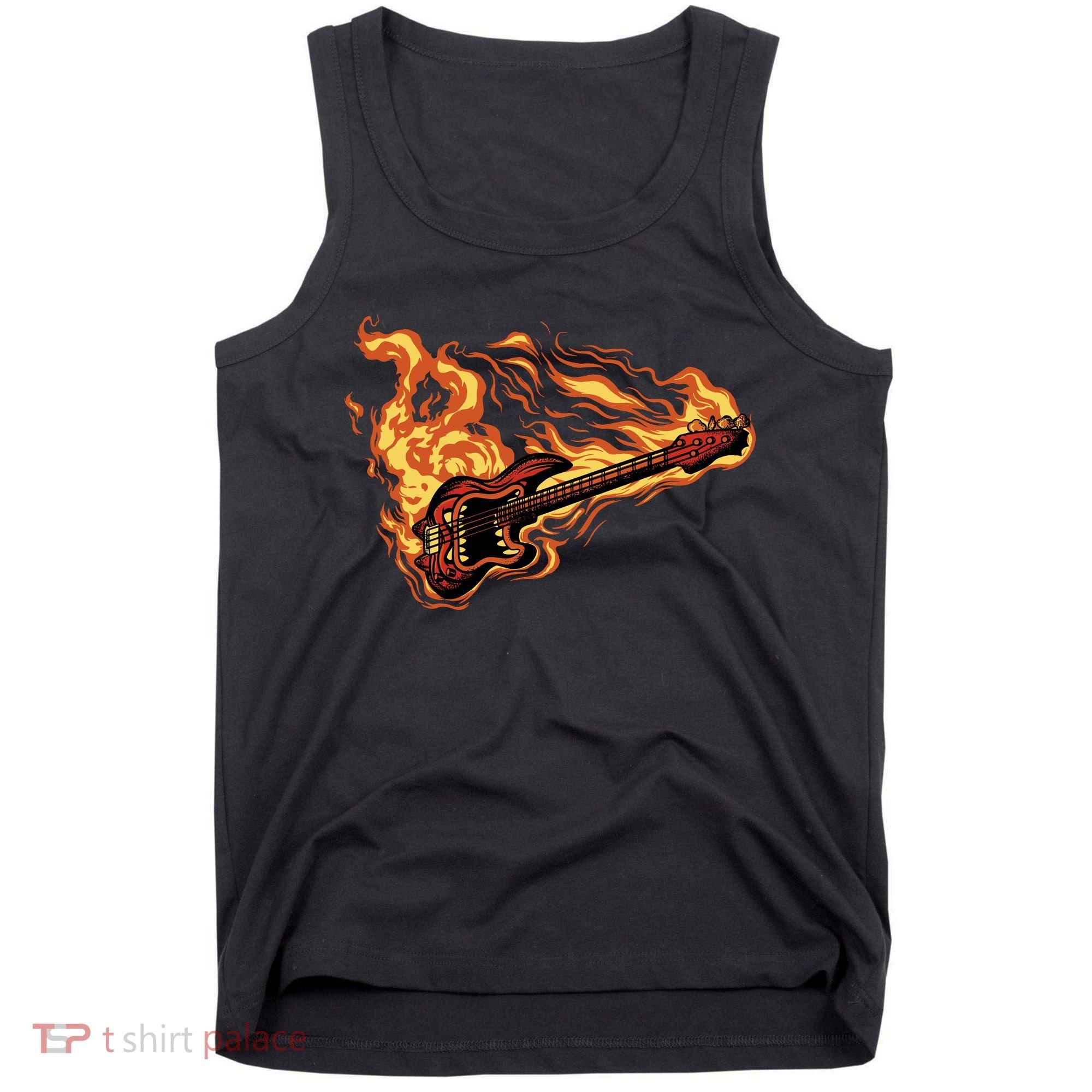 Fire Bass Guitar Rock Musician Tank Top