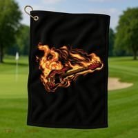 Fire Bass Guitar Rock Musician Golf Towel thumb 1