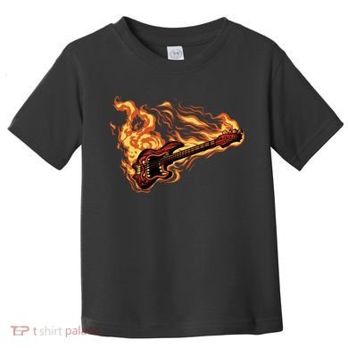 Fire Bass Guitar Rock Musician Toddler T-Shirt