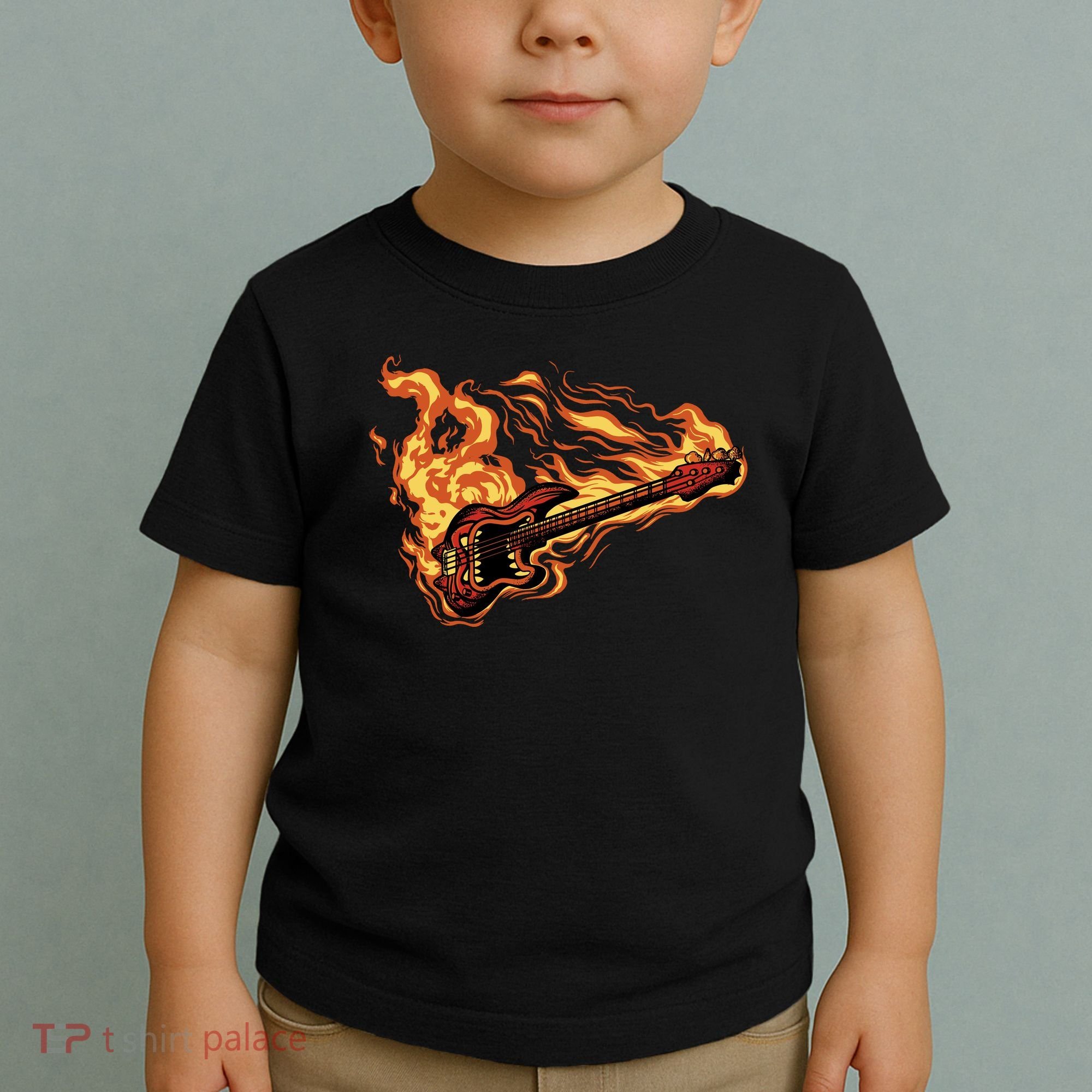 Fire Bass Guitar Rock Musician Toddler T-Shirt