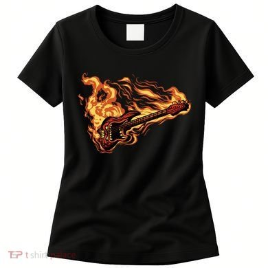 Fire Bass Guitar Rock Musician Women's T-Shirt