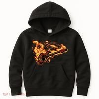 Fire Bass Guitar Rock Musician Kids Hoodie thumb 0