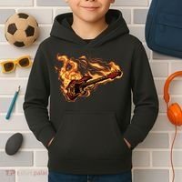 Fire Bass Guitar Rock Musician Kids Hoodie thumb 2