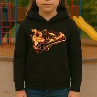 Fire Bass Guitar Rock Musician Kids Hoodie thumb 3