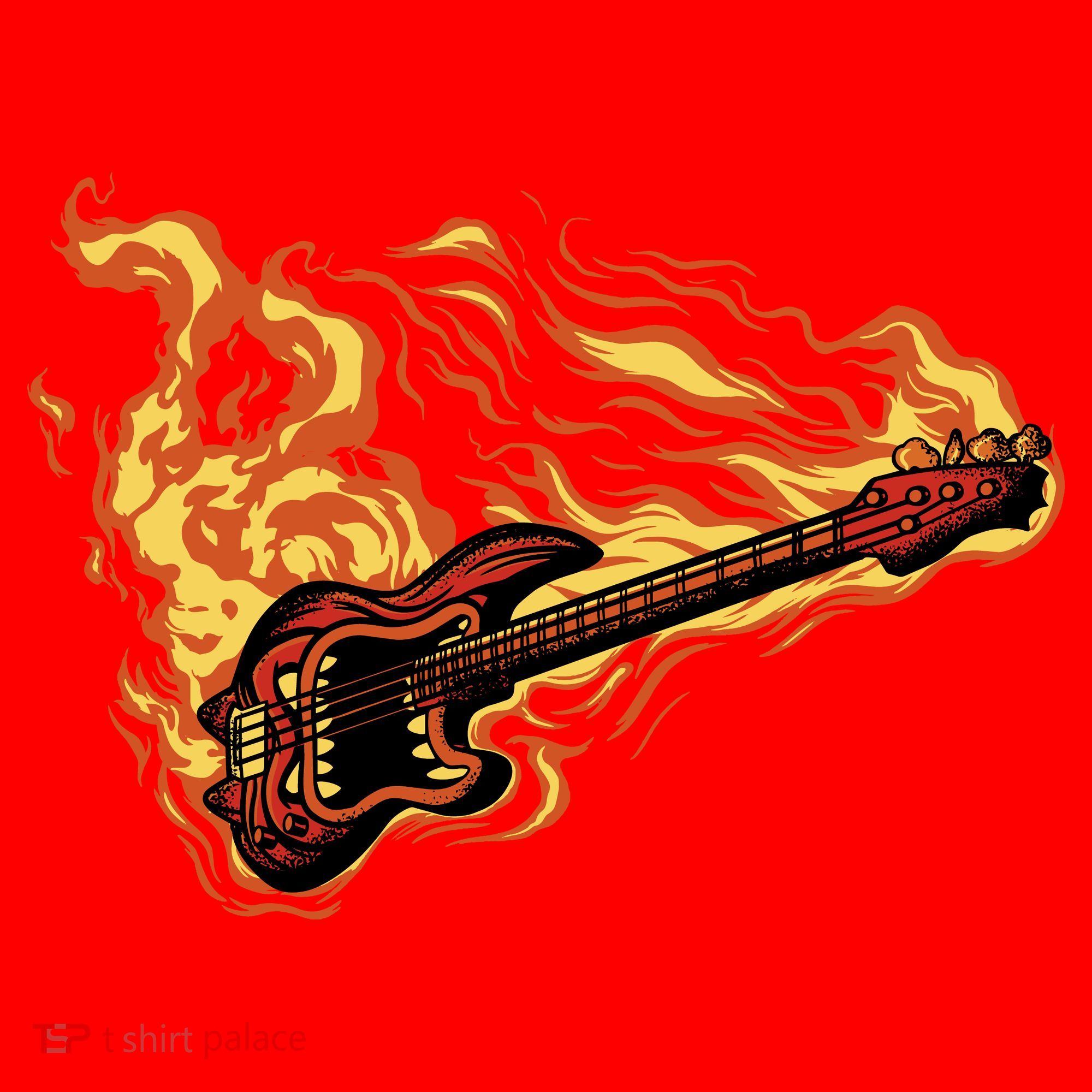 Fire Bass Guitar Rock Musician Santa Hat