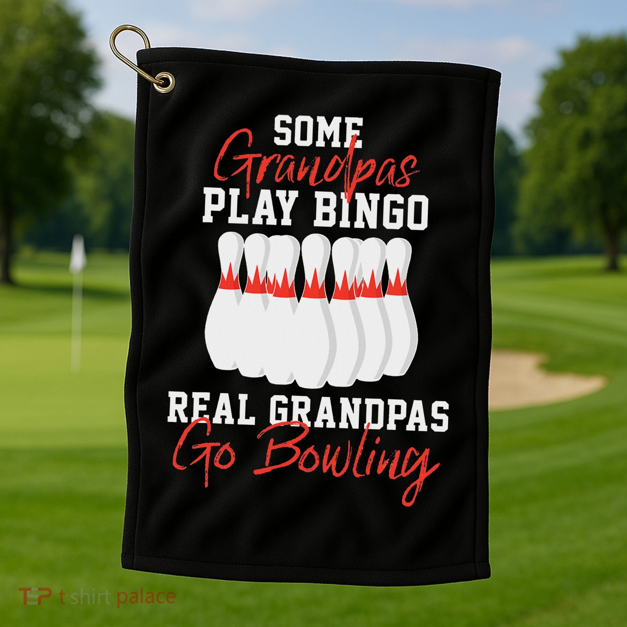 Funny Bowling Gift For Grandpa Or Dad Golf Towel