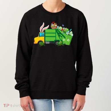 Funny Bunny Garbage Truck Colorful Eggs Easter Day Cute Gift Women's Sweatshirt