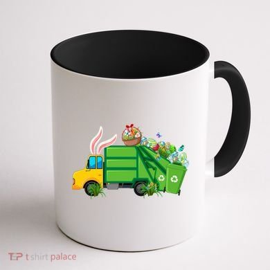 Funny Bunny Garbage Truck Colorful Eggs Easter Day Cute Gift Coffee Mug back
