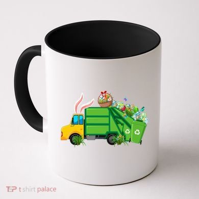 Funny Bunny Garbage Truck Colorful Eggs Easter Day Cute Gift Coffee Mug