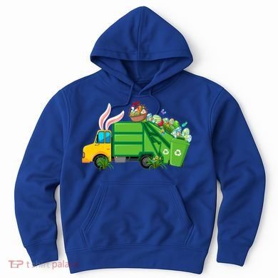Funny Bunny Garbage Truck Colorful Eggs Easter Day Cute Gift Hoodie