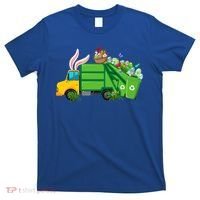 Funny Bunny Garbage Truck Colorful Eggs Easter Day Cute Gift T-Shirt thumb 0