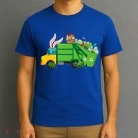 Funny Bunny Garbage Truck Colorful Eggs Easter Day Cute Gift T-Shirt thumb 3