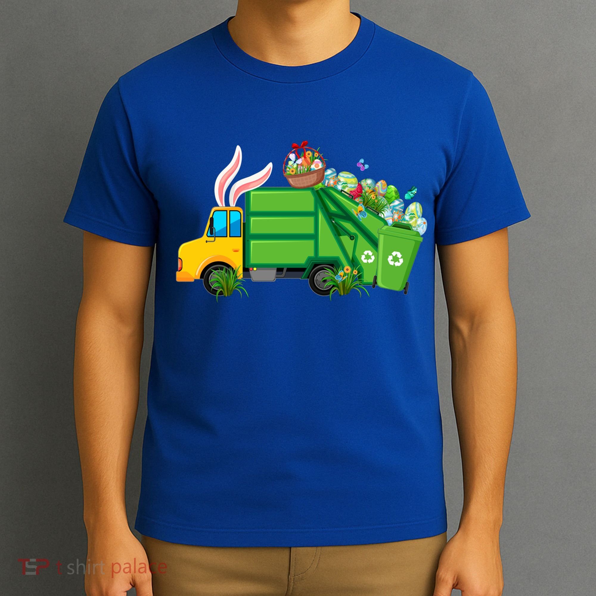 Funny Bunny Garbage Truck Colorful Eggs Easter Day Cute Gift T-Shirt