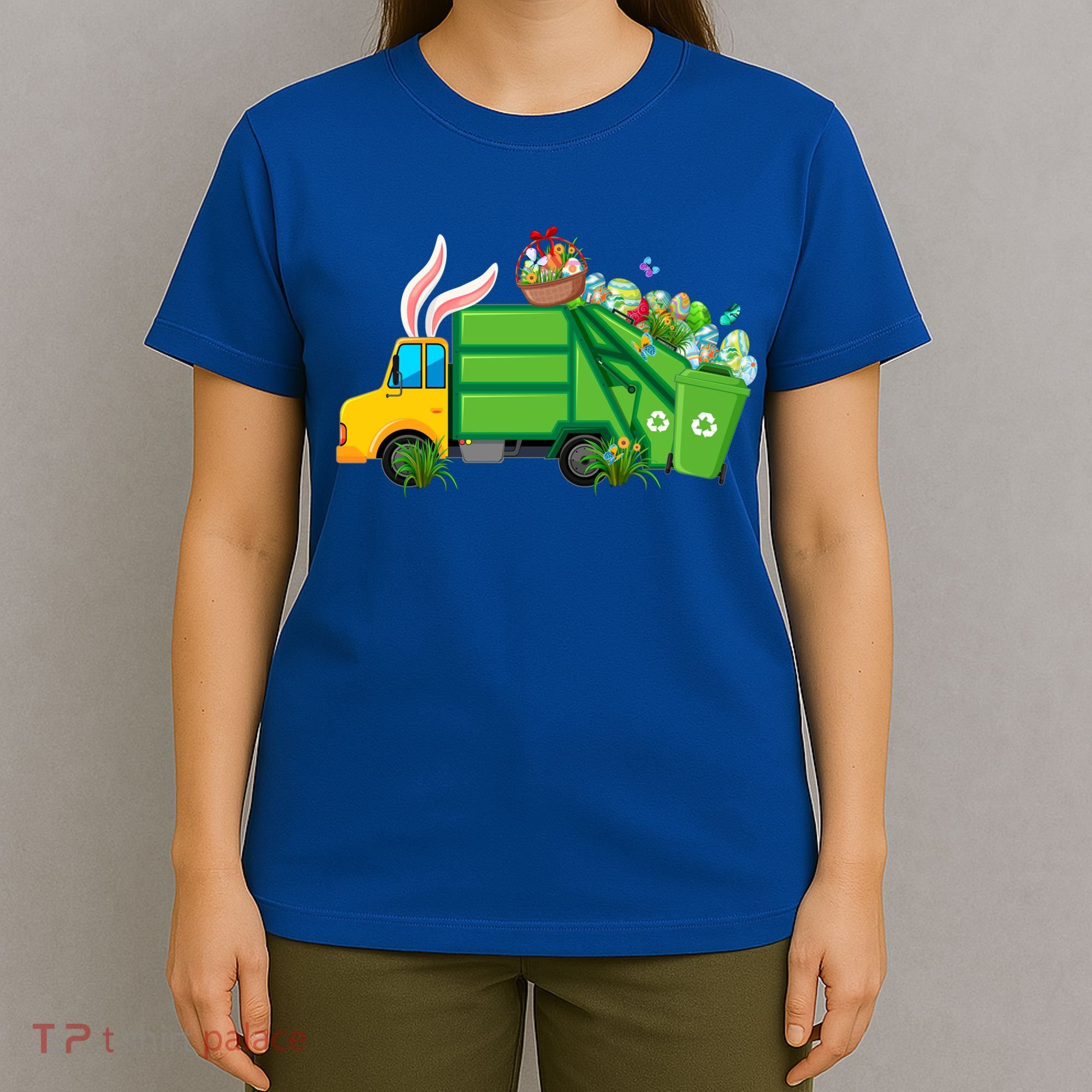 Funny Bunny Garbage Truck Colorful Eggs Easter Day Cute Gift T-Shirt