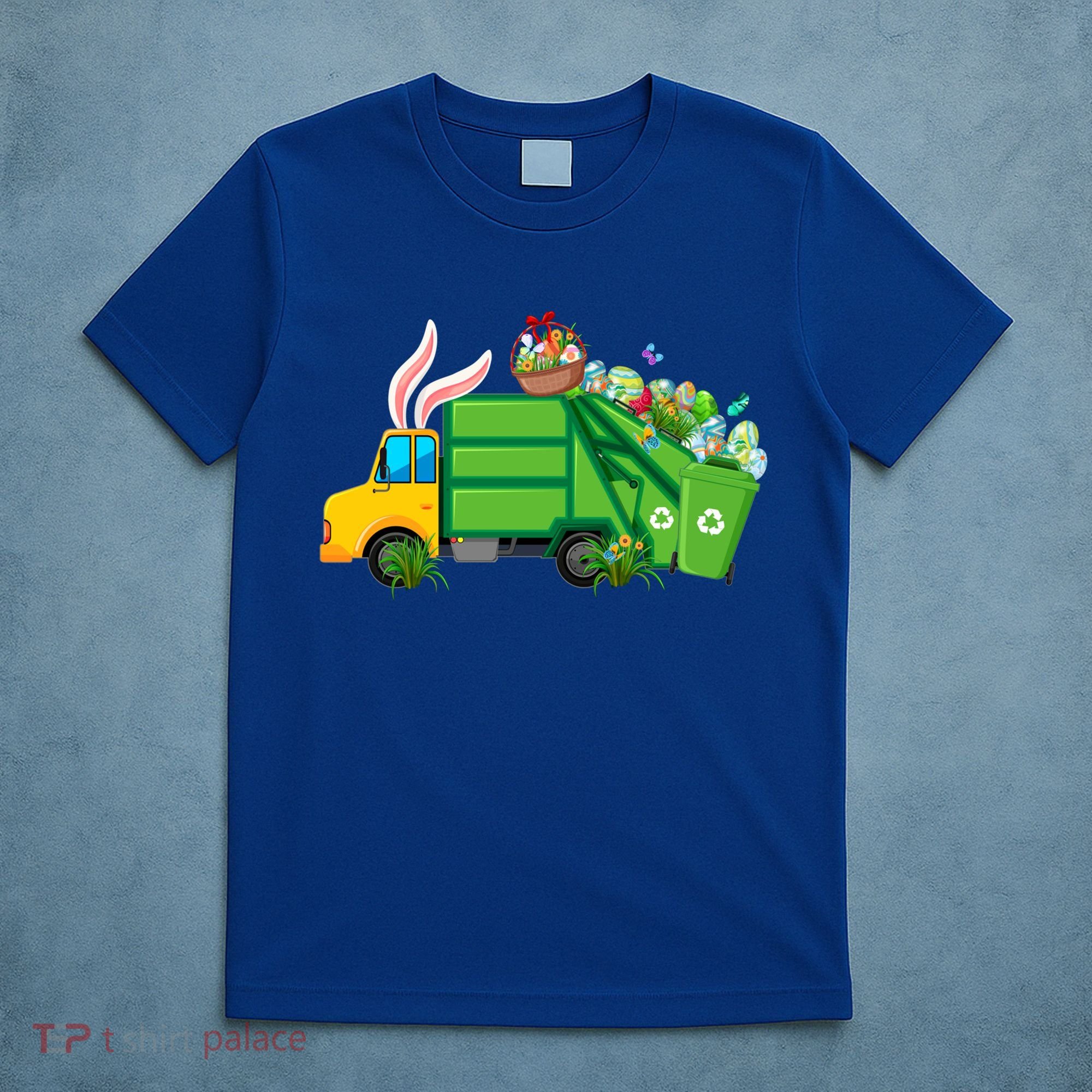 Funny Bunny Garbage Truck Colorful Eggs Easter Day Cute Gift T-Shirt