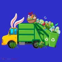 Funny Bunny Garbage Truck Colorful Eggs Easter Day Cute Gift T-Shirt thumb 7