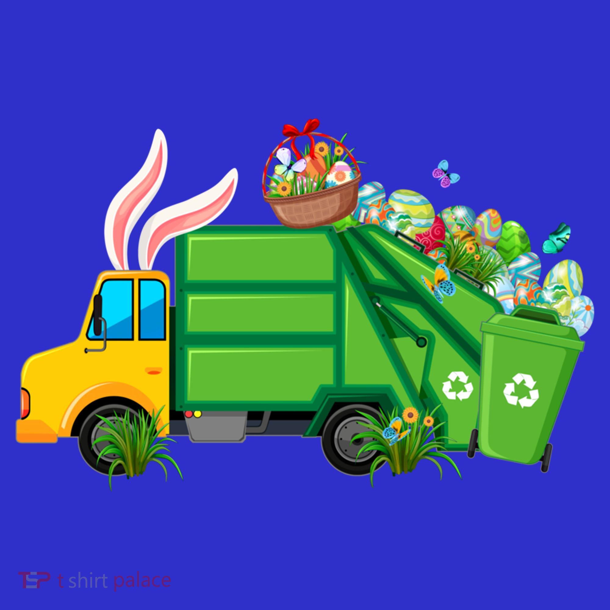Funny Bunny Garbage Truck Colorful Eggs Easter Day Cute Gift T-Shirt