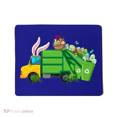 Funny Bunny Garbage Truck Colorful Eggs Easter Day Cute Gift Mousepad