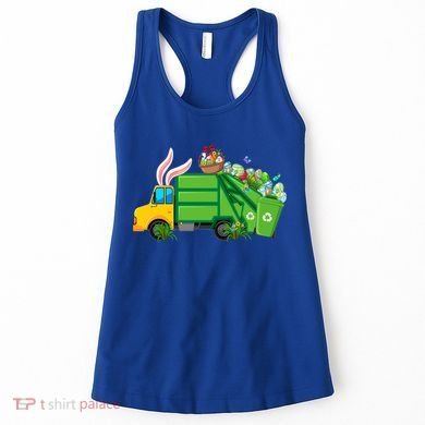 Funny Bunny Garbage Truck Colorful Eggs Easter Day Cute Gift Women's Tank Top