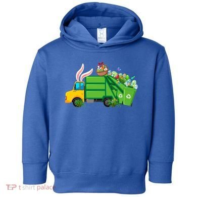 Funny Bunny Garbage Truck Colorful Eggs Easter Day Cute Gift Toddler Hoodie