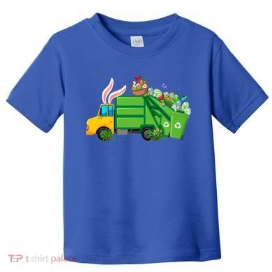 Funny Bunny Garbage Truck Colorful Eggs Easter Day Cute Gift Toddler T-Shirt