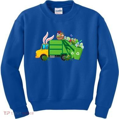 Funny Bunny Garbage Truck Colorful Eggs Easter Day Cute Gift Kids Sweatshirt