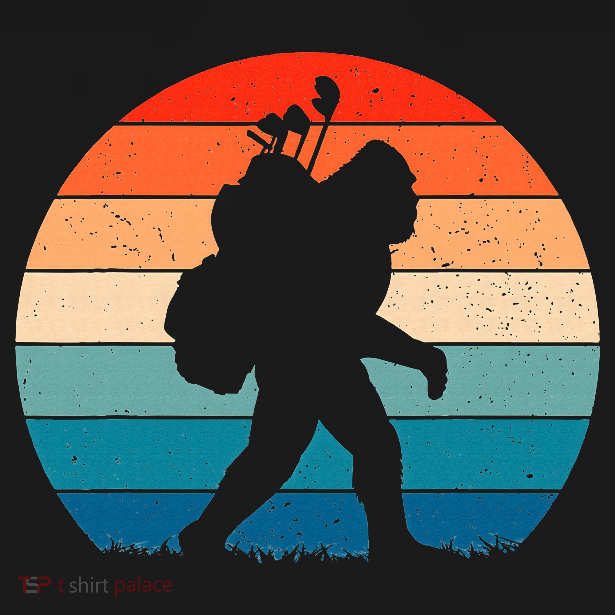 Funny Bigfoot Golf Vintage Retro Sasquatch Playing Golf Gift T-Shirt