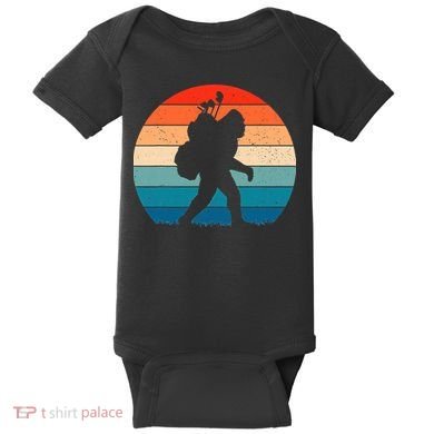 Funny Bigfoot Golf Vintage Retro Sasquatch Playing Golf Gift Baby Bodysuit