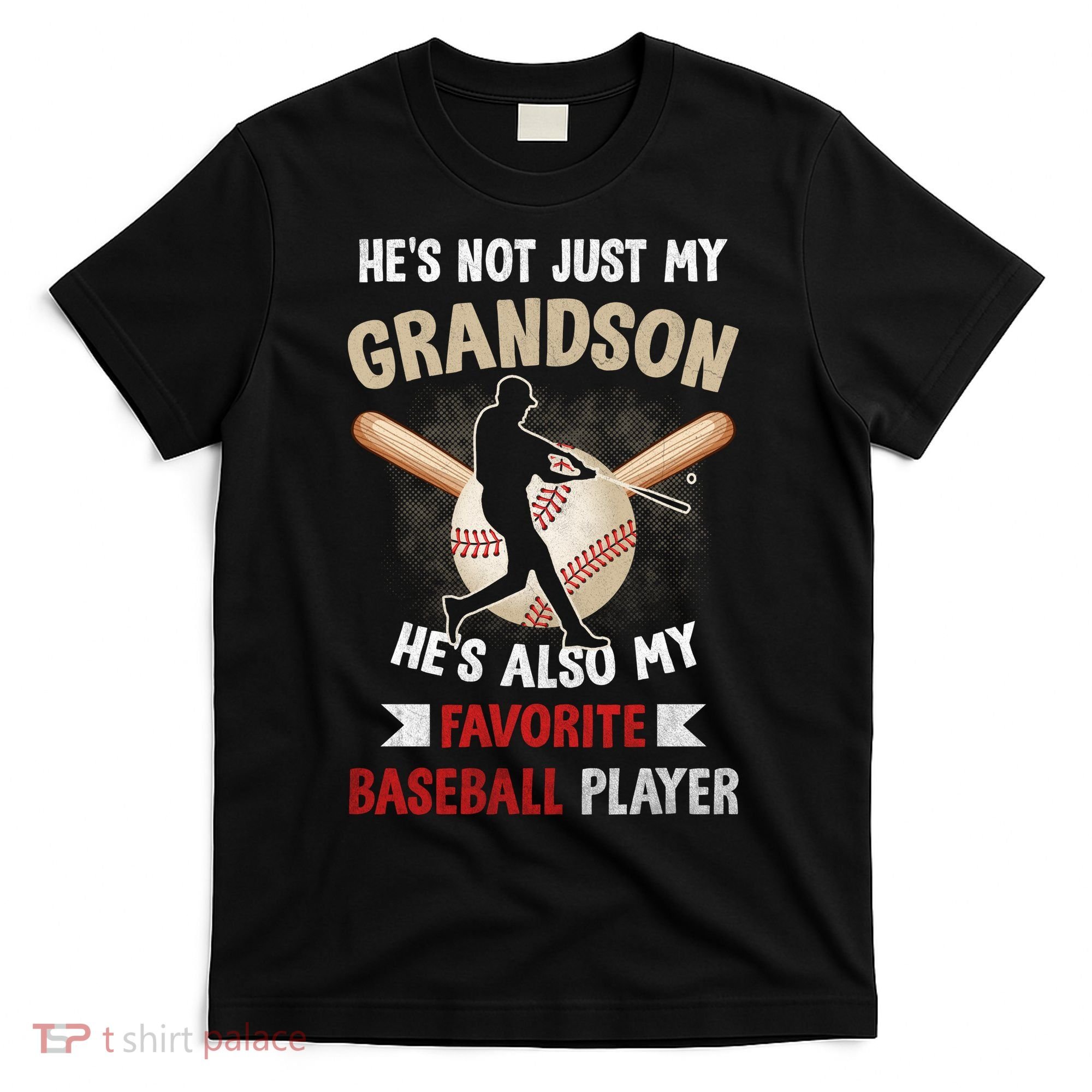 Funny Baseball Grandpa Grandson My Favorite Baseball Player T-Shirt