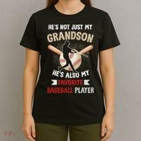 Funny Baseball Grandpa Grandson My Favorite Baseball Player T-Shirt thumb 4